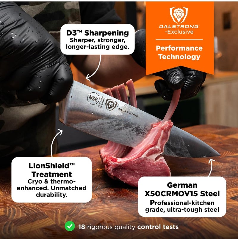 DALSTRONG Chef Knife - 8 inch Blade - Gladiator Series ELITE - Forged HC German Steel Chef's Knife - Razor Sharp Kitchen Knife - Professional Full Tang Knife - Black G10 Handle - Sheath -NSF Certified - Image 3